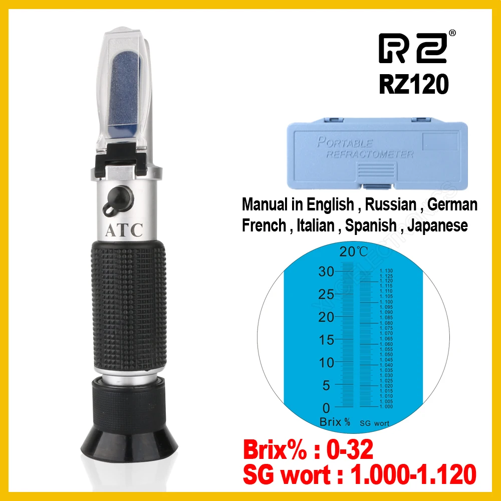 RZ Refractometer r Brix Wort Sugar Alcohol 0~30%1.000~1.120 SG Specific Gravity  - £206.92 GBP