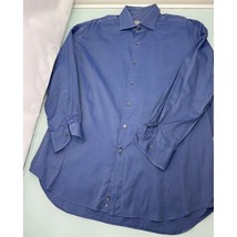 Canali Men Dress Shirt Long Sleeve Button Up Blue Made In Italy 17.5 44 ... - $24.72