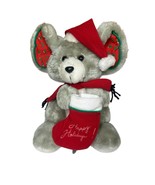 Vtg Fun World Stuffed Plush Christmas Mouse with Plaid Ears and Stocking... - €18,75 EUR