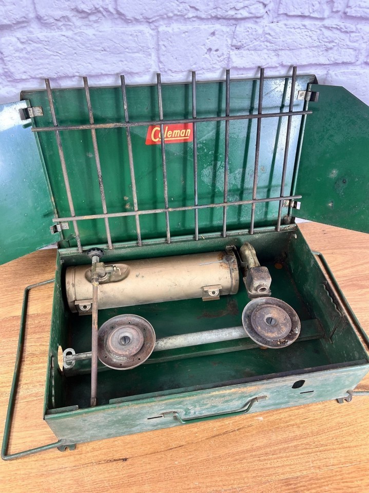 Vintage Coleman Model 425 Dual Two 2 Burner Green Gas Camp Stove Item image 11