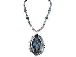 Vintage Navajo Sterling and Ithaca Peak Turquoise Necklace/pendant - £314.67 GBP