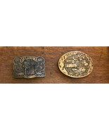 VTG OKLAHOMA STATE COUNTY BRASS BELT BUCKLES LEATHER SHOPPE WEDDING NUMB... - £63.11 GBP
