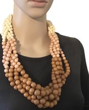 Ombre Beaded Necklace and Earrings Set Layered Multi-Strand Statement Jewelry - £15.65 GBP