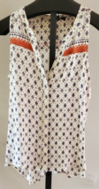 NWT Sanctuary White Blue &amp; Orange Cloverfield Sleeveless Blouse Shirt Si... - £19.11 GBP