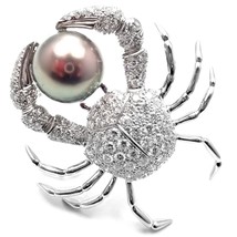 Rare! Authentic Tiffany &amp; Co Platinum Crab 2.70ct Diamond Pearl Pin Brooch - £11,480.85 GBP
