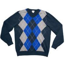 OLD NAVY ARGYLE BLUE V-NECK SWEATER MENS Size XL - £6.36 GBP