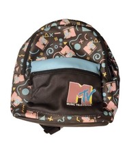 MTV Mini Backpack - Bioworld Faux Leather Black 11.5&quot;  Retro Purse - £11.59 GBP