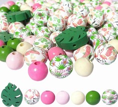 144 Tropical Wood Beads Large Lot Flamingo Pink Assorted Mix Bulk 16mm 25mm - £24.43 GBP