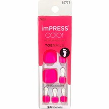 NEW Kiss Nails Impress Color Press On Pedicure Gel Solid Matte Neon Pink... - $12.88