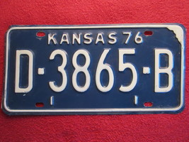 License Plate Car Tag 1976 Kansas D-3865-B Dealer [N7A] - £8.87 GBP