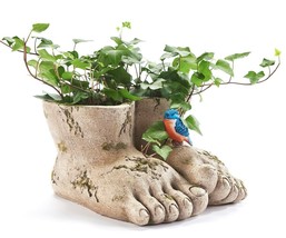 Giant Feet Garden Planter with Drainage Holes Magnesium 15.2" Long and Blue Bird image 2