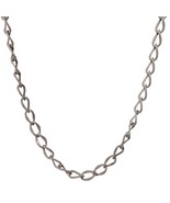 Silver Tone Polished Steel Oval Link Chain Necklace Modern Look Fashion ... - €19,63 EUR