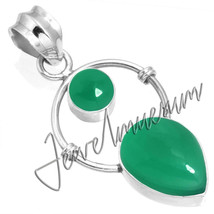 Hot Selling Natural Green Onyx Stamp 925 Fine Sterling Silver Pendant - £22.76 GBP
