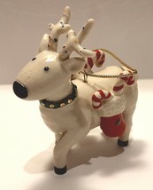 Lenox China Festive Friends Reindeer Ornament Christmas Deer Stocking Candy Cane - £19.94 GBP