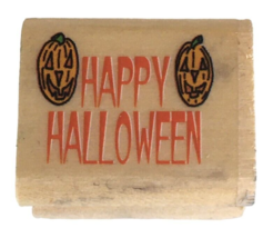 Noteworthy Rubber Stamp Happy Halloween Card Making Words Small Jack-O-Lanterns - £2.39 GBP