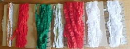Crafts Sewing 3/4&quot; wide Lot 7 GATHERED LACE White Red +  Apprx 38 Yd NEW... - £30.45 GBP