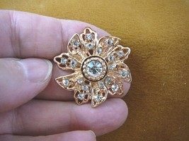 (bb604-33) white rhinestone crystal ornate swirl flower gold tone brooch pin - £12.69 GBP