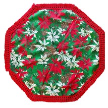 Vintage MCM Round Christmas Tablecloth With Fringed Edges - $20.78