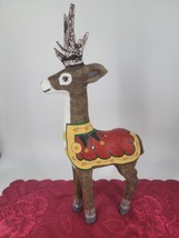 Rein Deer Figurine Hand Painted Papier Mache Christmas Decor 16&quot; tall at... - £10.60 GBP