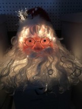 Vintage Light Up Fiber Optic Santa Claus Head Christmas Deco Large 14 Inches - £37.63 GBP