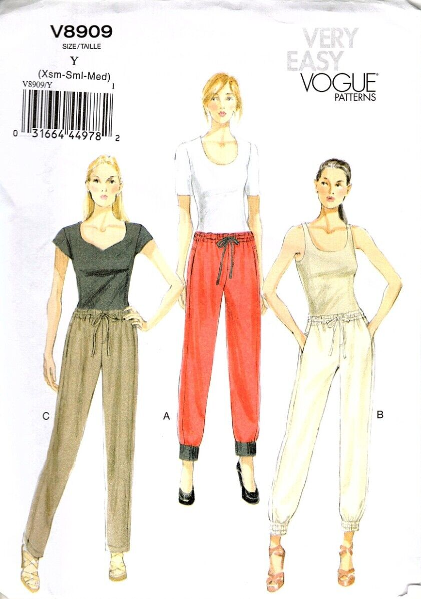 Vogue V8909 Misses Joggers / Drawstring Pants - Size L - XXL Uncut Pattern - $16.66