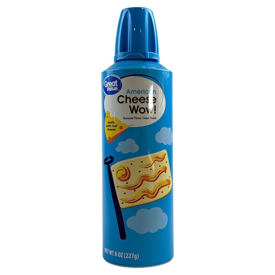 Great Value Cheese Wow! Spray Squeeze American Cheese Wiz 8 oz Can Crackers - $15.98