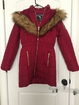 Baby Phat Women&#39;s Juniors Coat Jacket Faux Fur Trim Hood Up Size S - £122.92 GBP