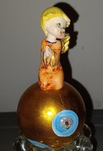 Vintage FONTANINI 1960&#39;s Gold Blue Angel Baby Christmas Ornaments Depose Italy - £31.69 GBP