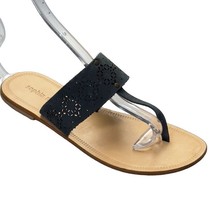 SOPHIA MILANO Women&#39;s Shoes Gray Flat Slides Perforated Leather Thongs S... - £21.38 GBP