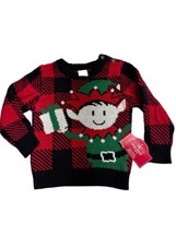 Holiday Time Toddler Christmas Sweater Size 18 Month Plaid Elf Long Slee... - $11.87