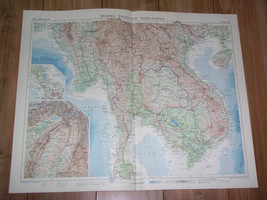 1958 Vintage Map Of Thailand Siam Vietnam Laos Cambodia Burma Scale 1:4,000,000 - £31.91 GBP
