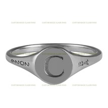 Women&#39;s Silver Sterling Personalized Round Signet Ring High School Class Ring - £88.25 GBP