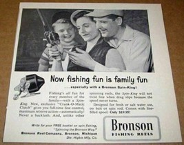 1957 Print Ad Bronson Spin-King Fishing Reels Happy Family Bronson,MI - $10.04