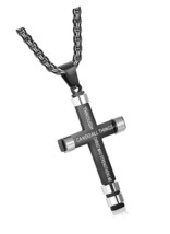 Cross Necklace for Men Strength Bible - £34.50 GBP