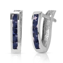 1.3 Ct 14K Solid White Gold Oval Huggie Earrings Sapphire Gemstone Jewelry - £343.93 GBP