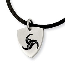 NEW Stainless Steel Enameled Pendant On A braided Cord 18 Inch Necklace - £38.54 GBP