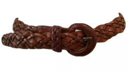 Braided Leather Belt by Omega Womens M 32&quot; Genuine Bullhide Brown Western Patina - £13.35 GBP