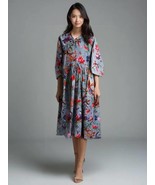 Bird Print Cotton Dress, Summer Dress, Block Print Dress, Boho long Maxi... - $38.99+