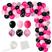 Rose Red Black Pink Balloon Set, 122Pcs Hot Pink, Black, Rose Red Color Confetti - £20.77 GBP