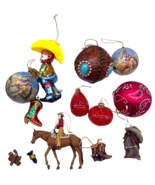 Western Themed Christmas Ornaments Set Lot 12 Mercury Glass Dept 56 Cowb... - $2,638.44 MXN