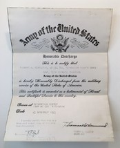 1945 Army of the United States of America Honorable Discharge Document - $45.00