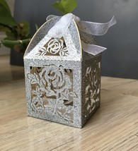 50pcs Glitter Rose Laser Cut Wedding Favor Boxes,Decorated Chocolate Gif... - $24.00