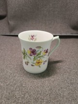 QUEEN&#39;S ROSINA BONE CHINA ENGLAND MUG PURPLE &amp; YELLOW FLOWERS - £5.96 GBP