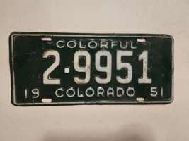 1951 Colorado License Plate Plate #2-9951 low number-Vintage-Decor-Man Cave - $56.78 CAD