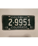 1951 Colorado License Plate Plate #2-9951 low number-Vintage-Decor-Man Cave - $56.78 CAD