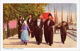 Vintage Postcard Sunday Morning in Volendam Netherlands Traditional Clot... - $5.99