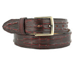 Black Cherry Western Cowboy Leather Crocodile Alligator Tail Belt Silver... - $29.99