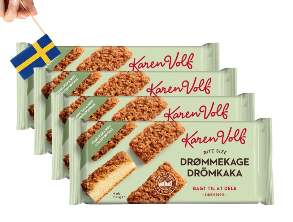Primary image for 4 Bars of Karen Volf Drömkaka 150g (5.29 Oz), Dream cake, Danish cake, fika