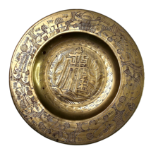 Vintage Chinese Heavy Brass Plate Hand Etched Fish 7&quot; Décor - £51.62 GBP