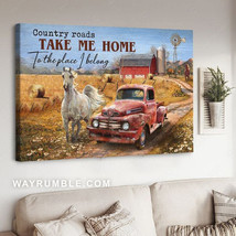 Country Roads Take Me Home To The Plave I Belong Horse Poster Farm Truck 1 - £12.58 GBP